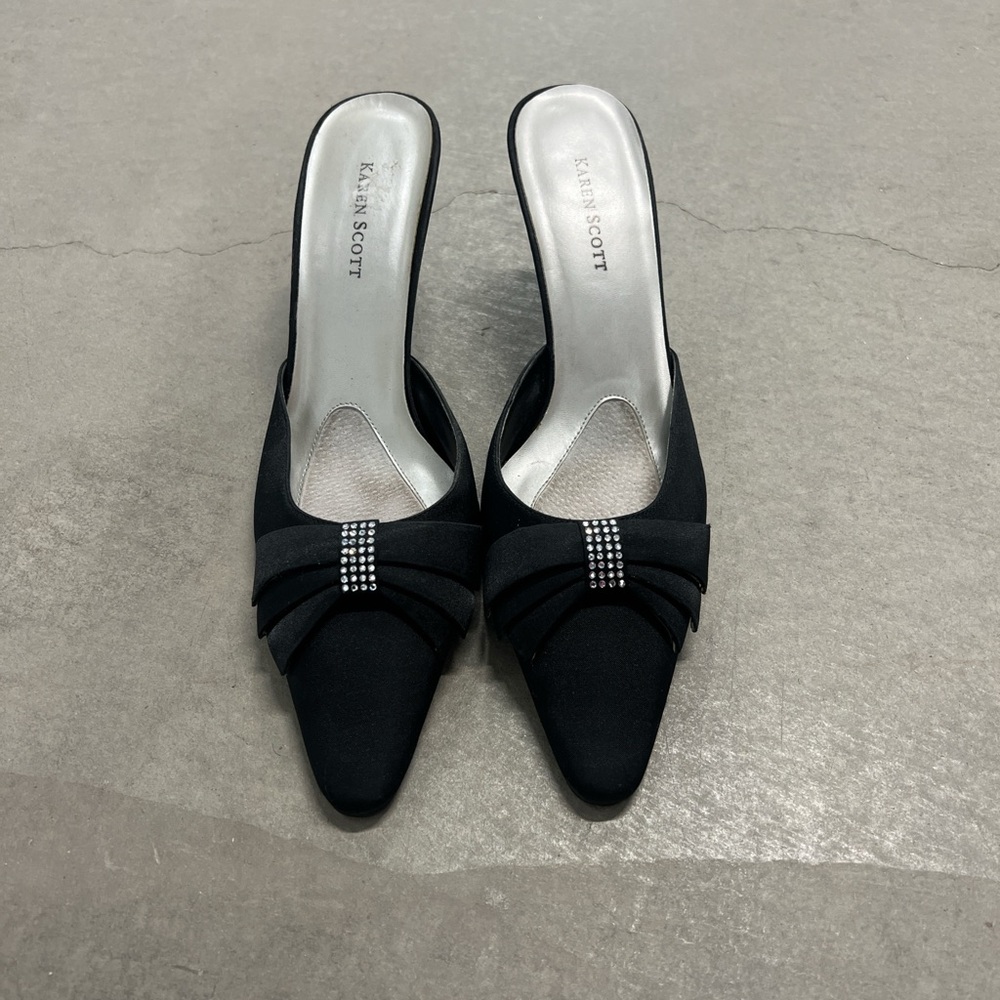 Karen Scott black bow tie mules